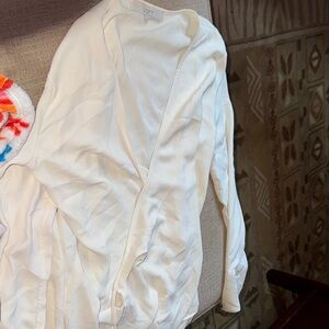 LOFT Cream Wrap Blouse